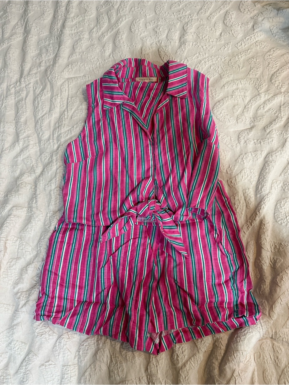 Copper Key Pink and Teal striped tank and skort set! Size small